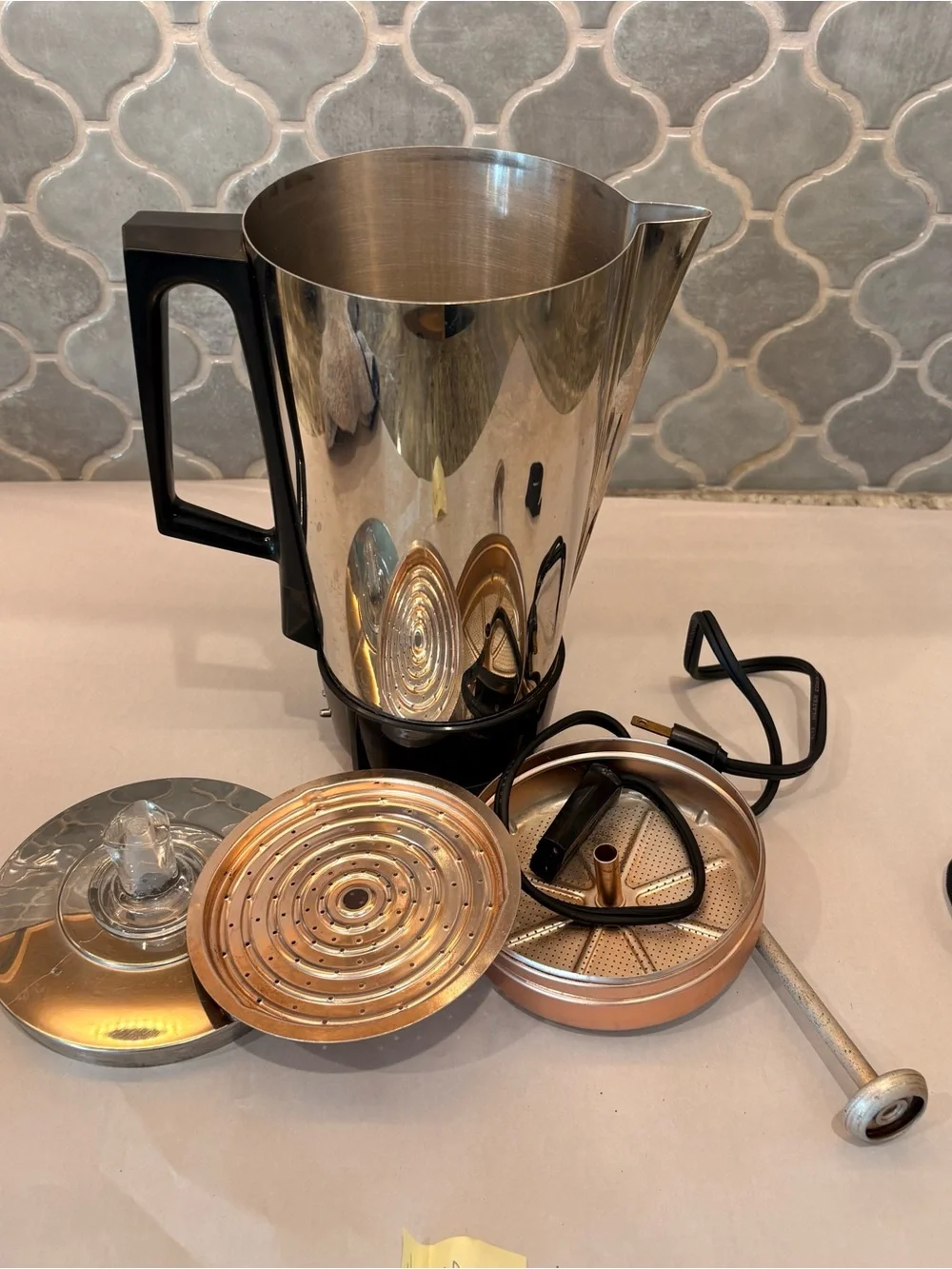 VTG Hoover Electric Percolator Coffee Maker Stainless Steel Mid-Century Retro